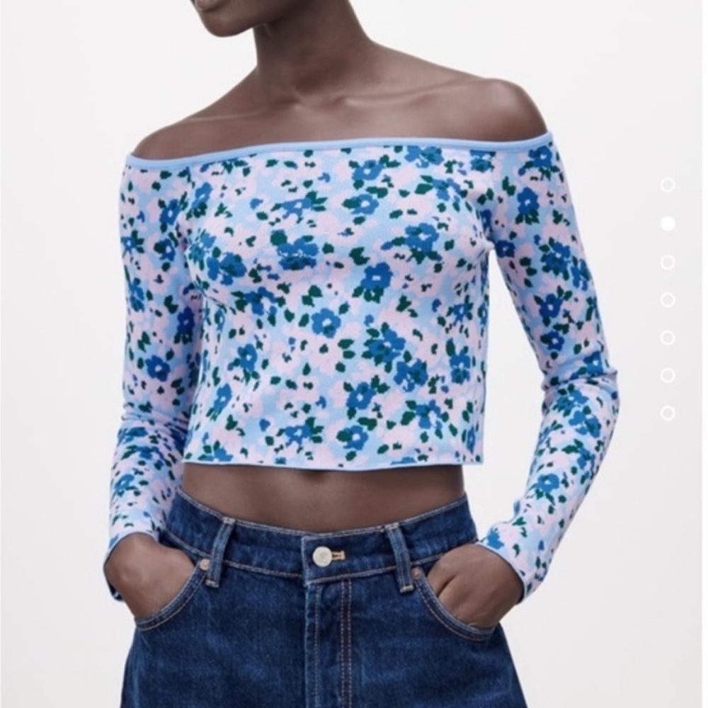 Off the shoulder knit floral top